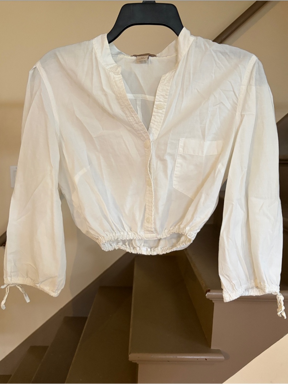 Jonathan Martin White Cotton Button-Up Blouse